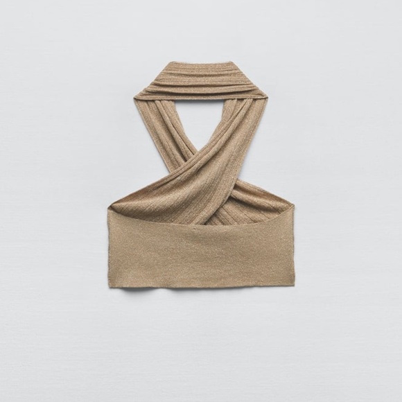 Zara METALLIC THREAD WRAP KNIT TOP - Picture 5 of 9